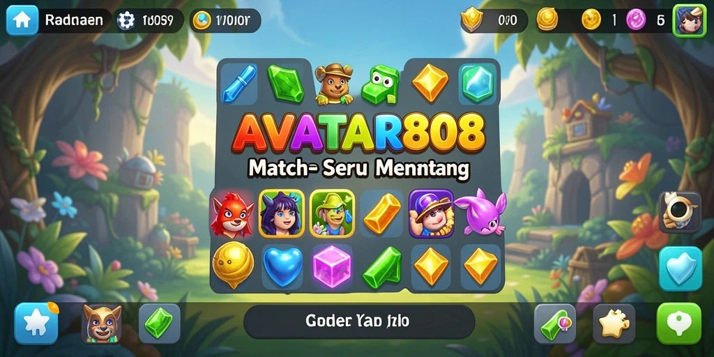 Screenshot gameplay AVATAR808 yang menampilkan kombinasi item Match-3.