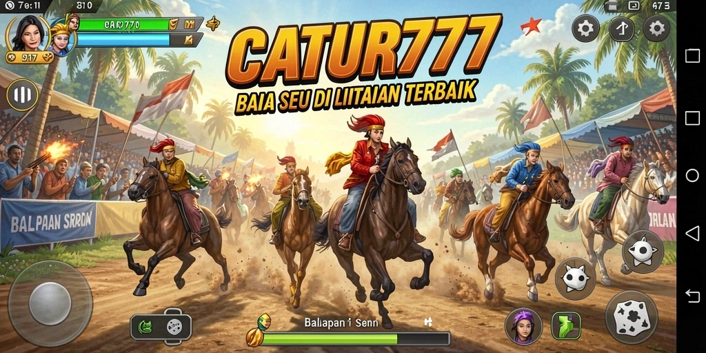 Tampilan gameplay seru dan kompetitif di lintasan balap CATUR777.