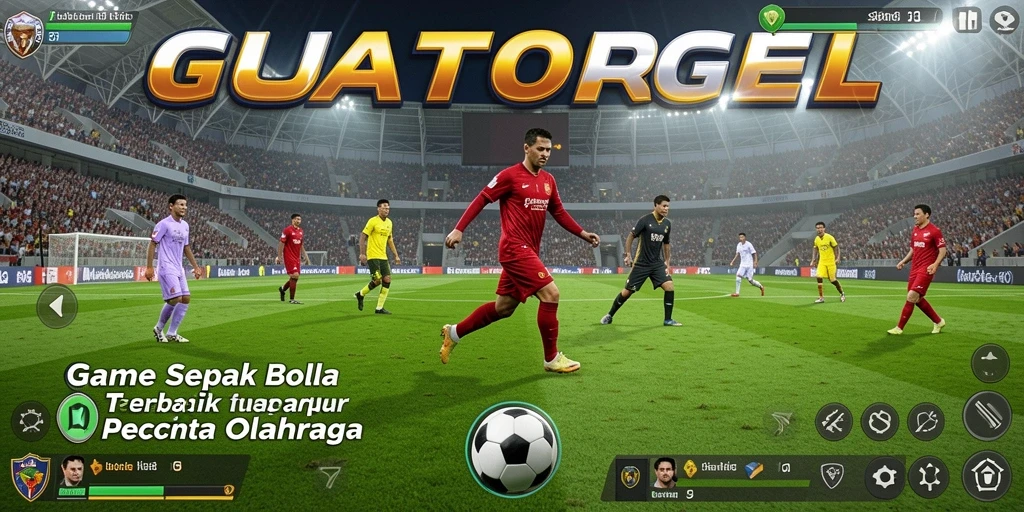 Tampilan gameplay <strong>GUATOGEL</strong> dengan aksi sepak bola intens.