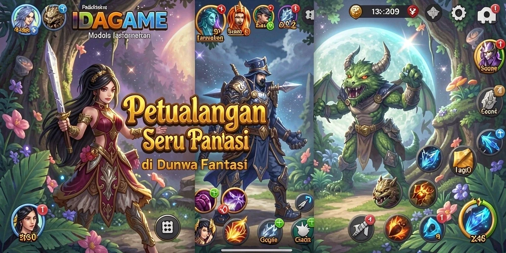 Tangkapan layar gameplay IDAGAME yang menampilkan petualangan seru di dunia fantasi.
