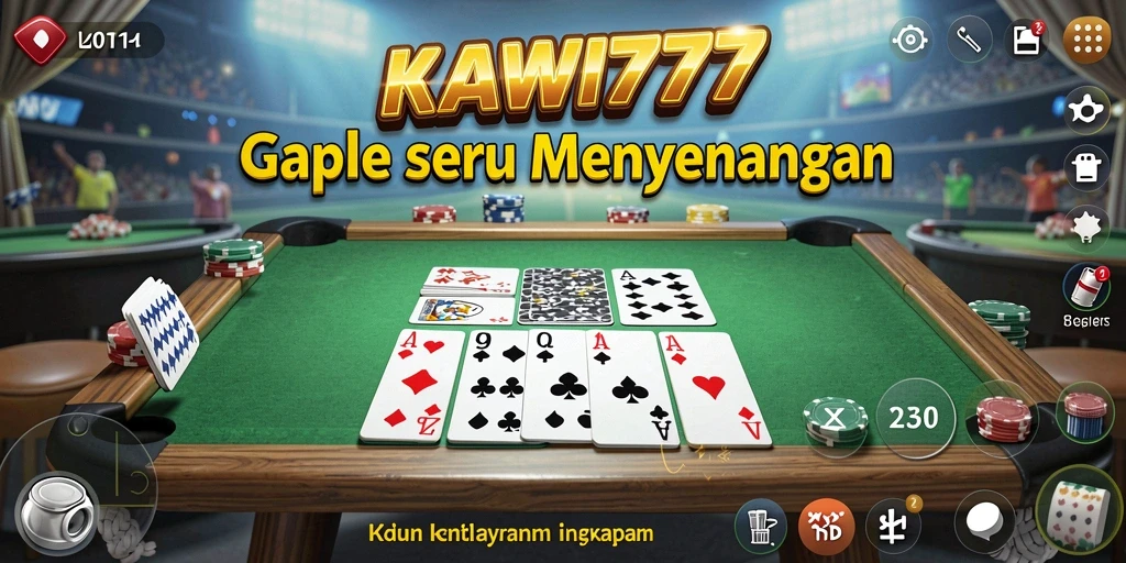 Tampilan gameplay Gaple KAWI777 yang seru dan interaktif.