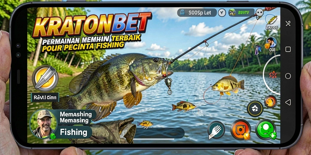 Tampilan gameplay KRATONBET dengan suasana memancing yang menawan.