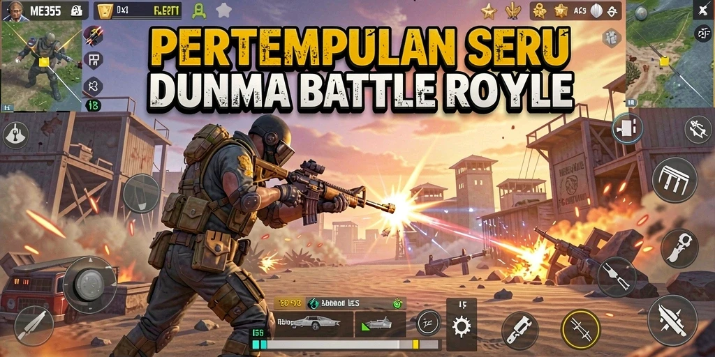 Screenshot gameplay ME355 menampilkan aksi pertarungan Battle Royale yang intens.