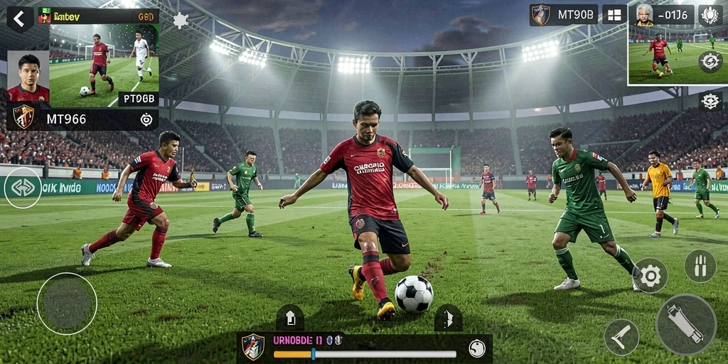 Tampilan gameplay Sepak Bola yang mendebarkan di MT966.
