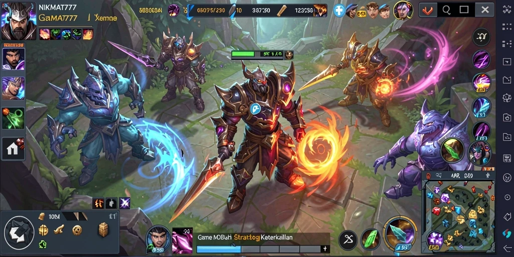 Tampilan gameplay seru di NIKMAT777 dengan pertarungan tim yang dinamis.