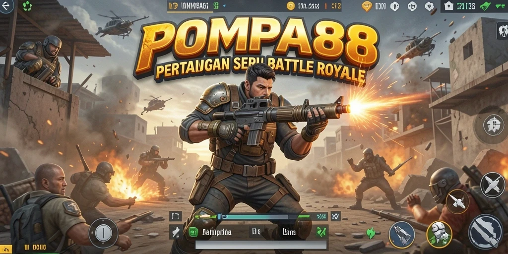 Tampilan gameplay POMPA88 yang menegangkan di arena pertempuran.