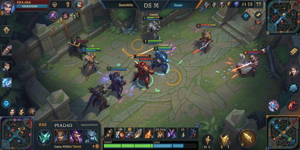 Screenshot dari gameplay seru dalam PRADA4D dengan pertarungan tim.