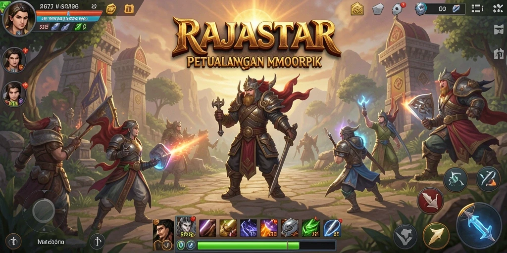 Tangkapan layar menampilkan aksi seru dalam dunia RAJASTAR MMORPG.