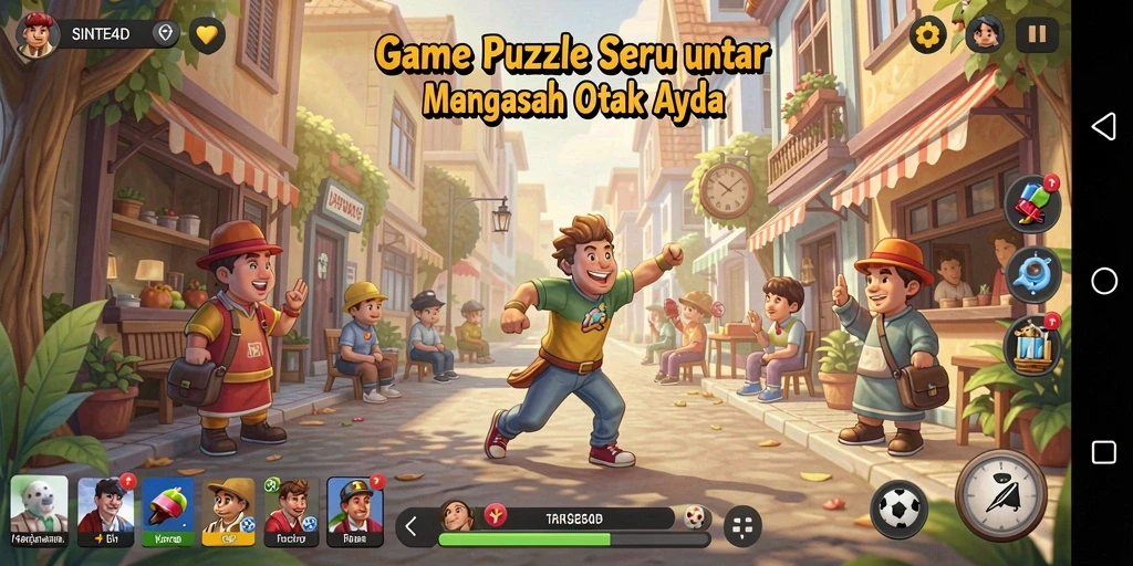 Tampilan gameplay SINTE4D yang menantang dan penuh warna.