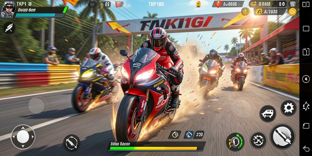 Gameplay balap motor yang menegangkan di TKP188.
