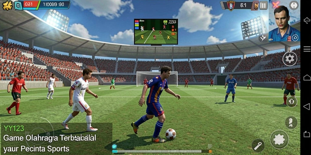 Tampilan gameplay yang seru dalam YY123 dengan aksi olahraga nyata.